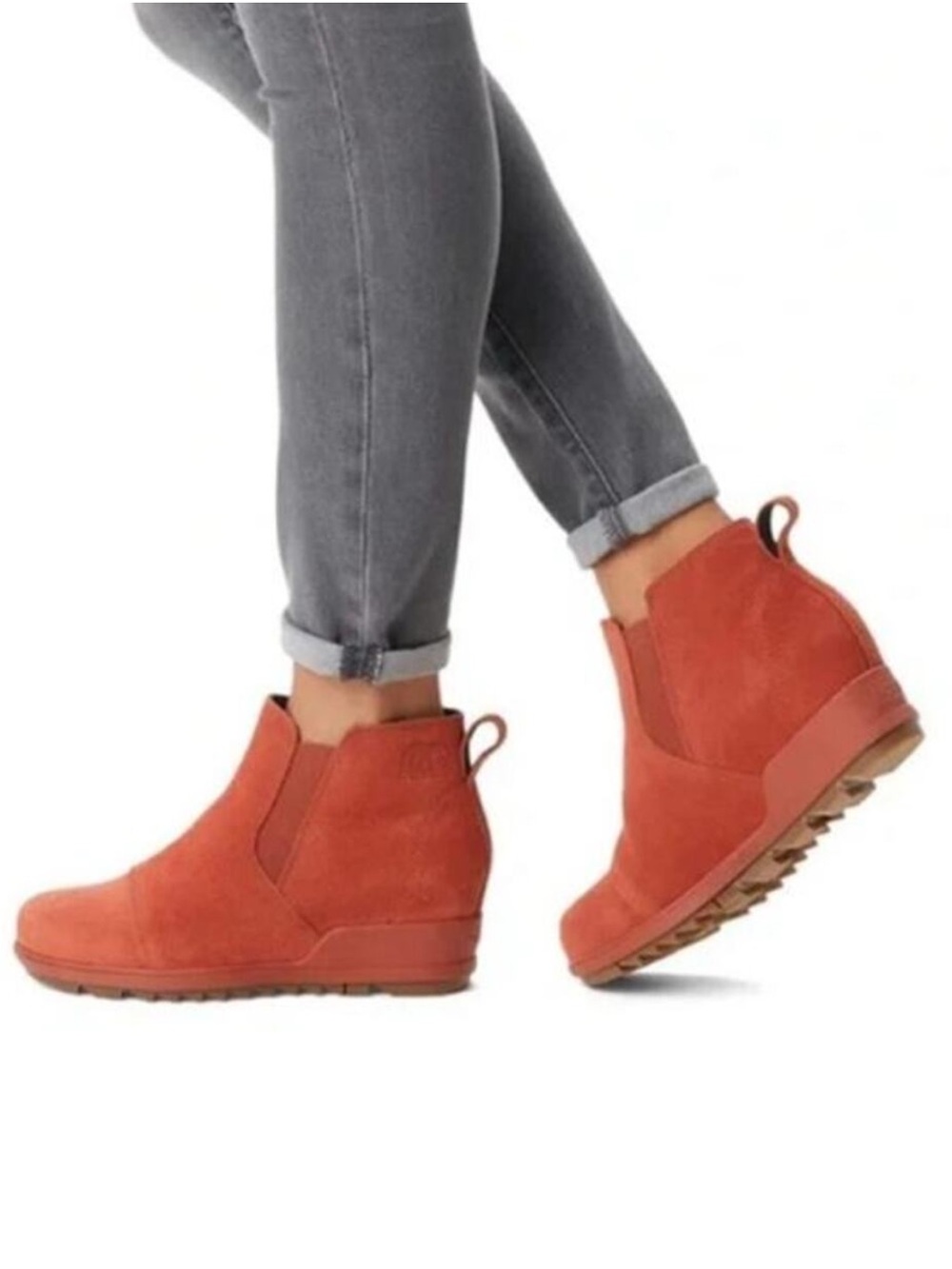 Sorel Suede Booties | Women’s 8.5 | Orangey Red | VGUC